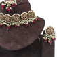 Maroon  - Large Size Antique Gold Finish Necklace Set with Earrings - RAK05  VY 0424