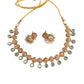 Mint Green - Medium Size Gold Finish Necklace Set with Earrings - TOH2403  Cp 0424