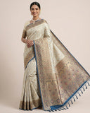 Sky Blue - Rich Brocade Traditional Handloom Saree with Blouse Piece - UK stock - 24hr Dispatch - SP2627 TV