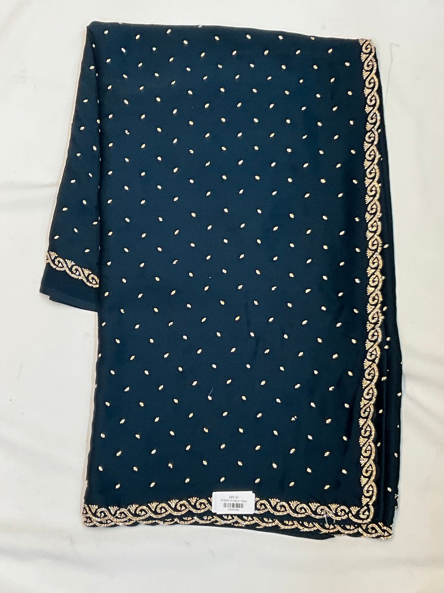 Dark Petrol Blue - Fancy Party Saree with Blouse Piece - UK stock - 24hr Dispatch - SP2609 TV