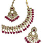Magenta - Antique Gold Finish Necklace & Earrings Set - Bollywood - Weddings - KAJ996 11KT24