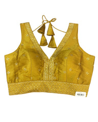 Yellow - Dupion Silky Saree / Lehenga blouse - 38