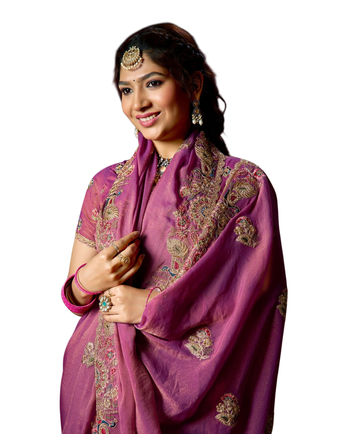 Dark Pink - Fancy Party Saree with Blouse Piece - UK stock - 24hr Dispatch - LTF904 07VV26