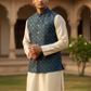 Rich Teal with Contrast Thread Brocade - Premium Mens Waistcoat - VNS-JKT14 10KJ25