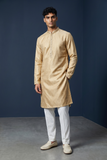 Cream / Ivory - Banarasi Handloom Brocade Mens Indian Kurta set with Trousers - UK Stock - Weddings / Walimas , Sangeet, Diwali, Eid, Mehndi / Henna - VEE2509 VR
