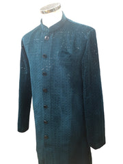 Teal Blue with Self Sequins Fully Embroidered  Soft Sherwani Set - UK Stock - 24h Dispatch - Spark18 JY 0324