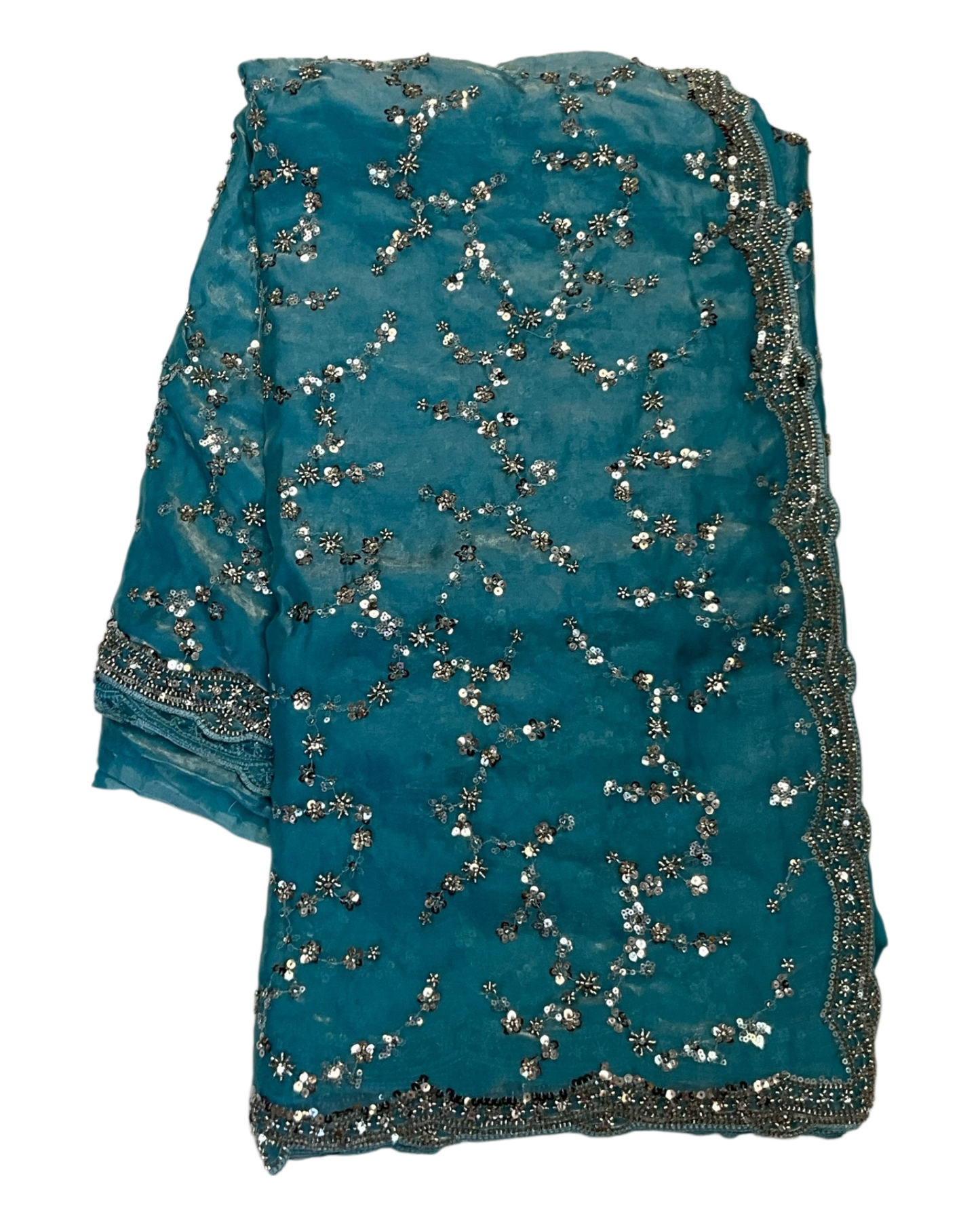 Light Blue - Rich Saree with Allover Sequins Work and Blouse Piece - UK stock - 24hr Dispatch - RS2503 JV