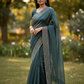 Grey - Classic Saree with Stone Work Border and Blouse Piece - UK stock - 24hr Dispatch - RS2538 VP