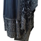 Cotton / Silky Dark Navy Anarakali  Long Dress with Grey Embroidery - Size 12 (Bust 38") - Dulhan HY 0724