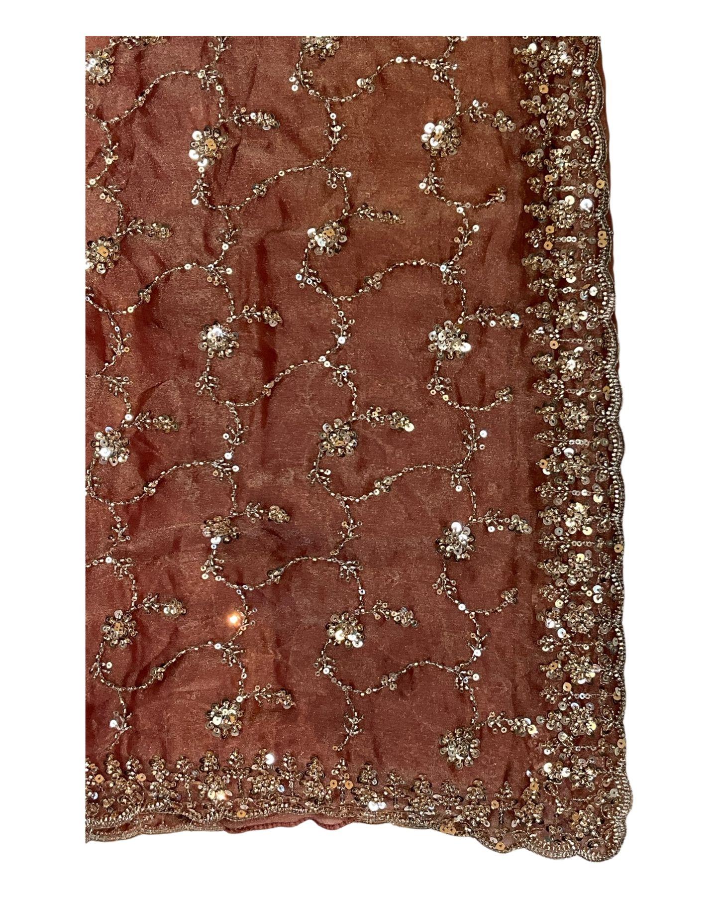 Coral Pink - Rich Bridal Saree with Allover Embroidery and Blouse Piece - UK stock - 24hr Dispatch - RS2519 JT