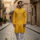 Haldi Yellow - Rich Sequins Lucknowi Chiffon Mens Indian Kurta Set with Smart Pants - Weddings / Walimas , Sangeet, Eid, Mehndi / Henna - SHU2502 KC 0325