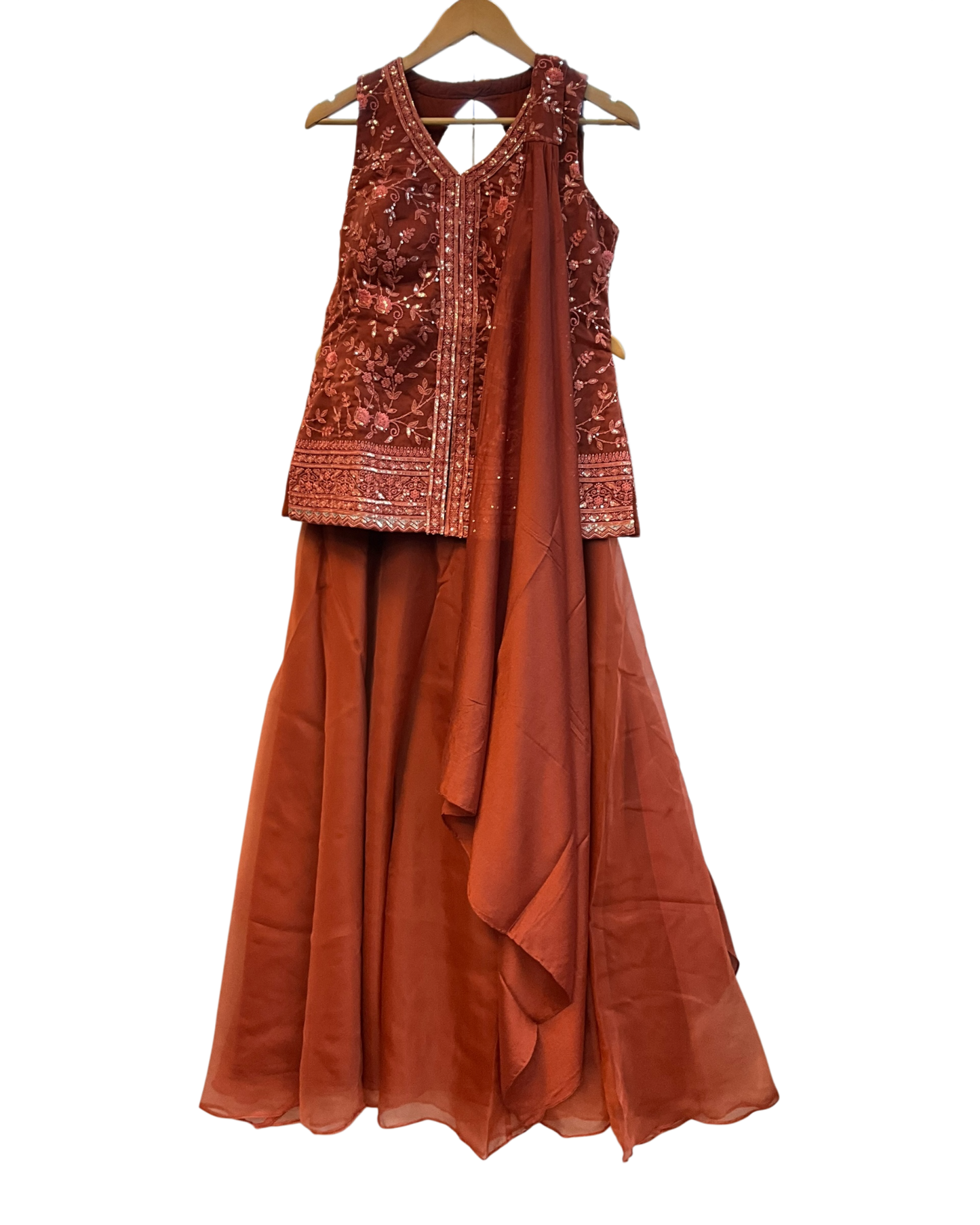 UK 10 / 36" - Rust / Orange - Ladies Sharara / Palazzo Trousers Suit - UK Stock - Sangeet / Henna / Weddings - HEL6520 PY