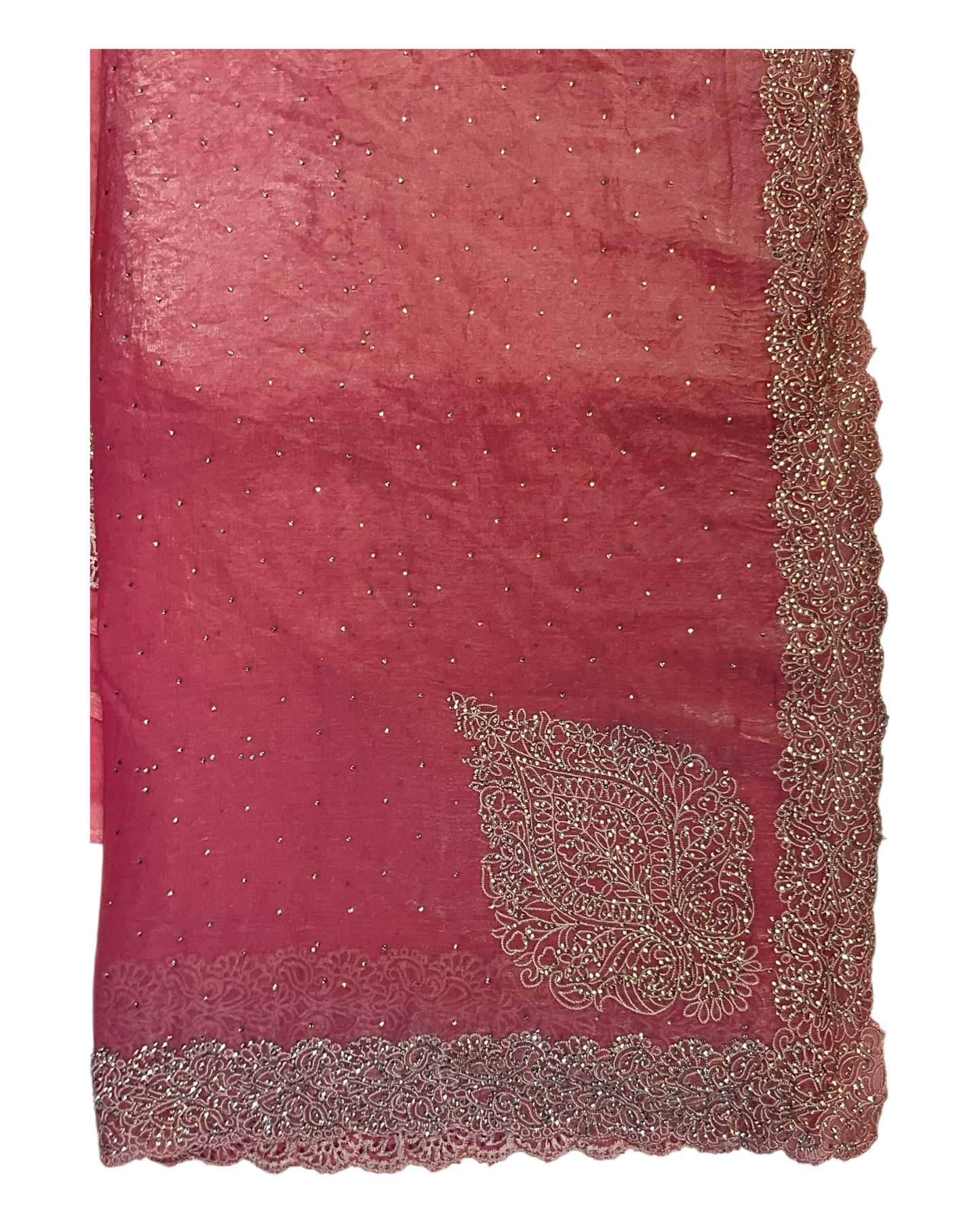 Coral - Rich Saree with Thread / Stone Embroidery and Blouse Piece - UK stock - 24hr Dispatch - RS2525 VJ