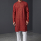 SALE! Size 42" L - Red - Mens Cotton Based Kurta with Draw stringed Trousers , Full Length - SALE2604