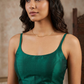 38" / UK 12 - Bottle Green - Silky Designer Saree blouse with cups,  Sleeveless - UK Stock - Quick Delivery - RNK - R651-H