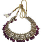 Fuchsia Magenta Pink - Large Size Antique Gold Finish Necklace Set with Earrings - JIG49  11H24