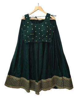 Dark Green - Silky Lehenga Set - Weddings ,Bridesmaids, Sangeet,  Henna, Haldi - 24h Dispatch - AF2414 TT 0624