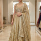 UK 12 / 38" - Pastel Beige / Gold - Designer Ladies Indian Short Top Palazzo Trousers Suit - UK Stock - 2/3 days delivery - VMK Jivika AV
