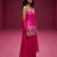 Size 12 (38") - Fuchsia / Magenta - Designer Ladies Medium Spaghetti Top Palazzo Trousers Suit - VMK Joshita JP