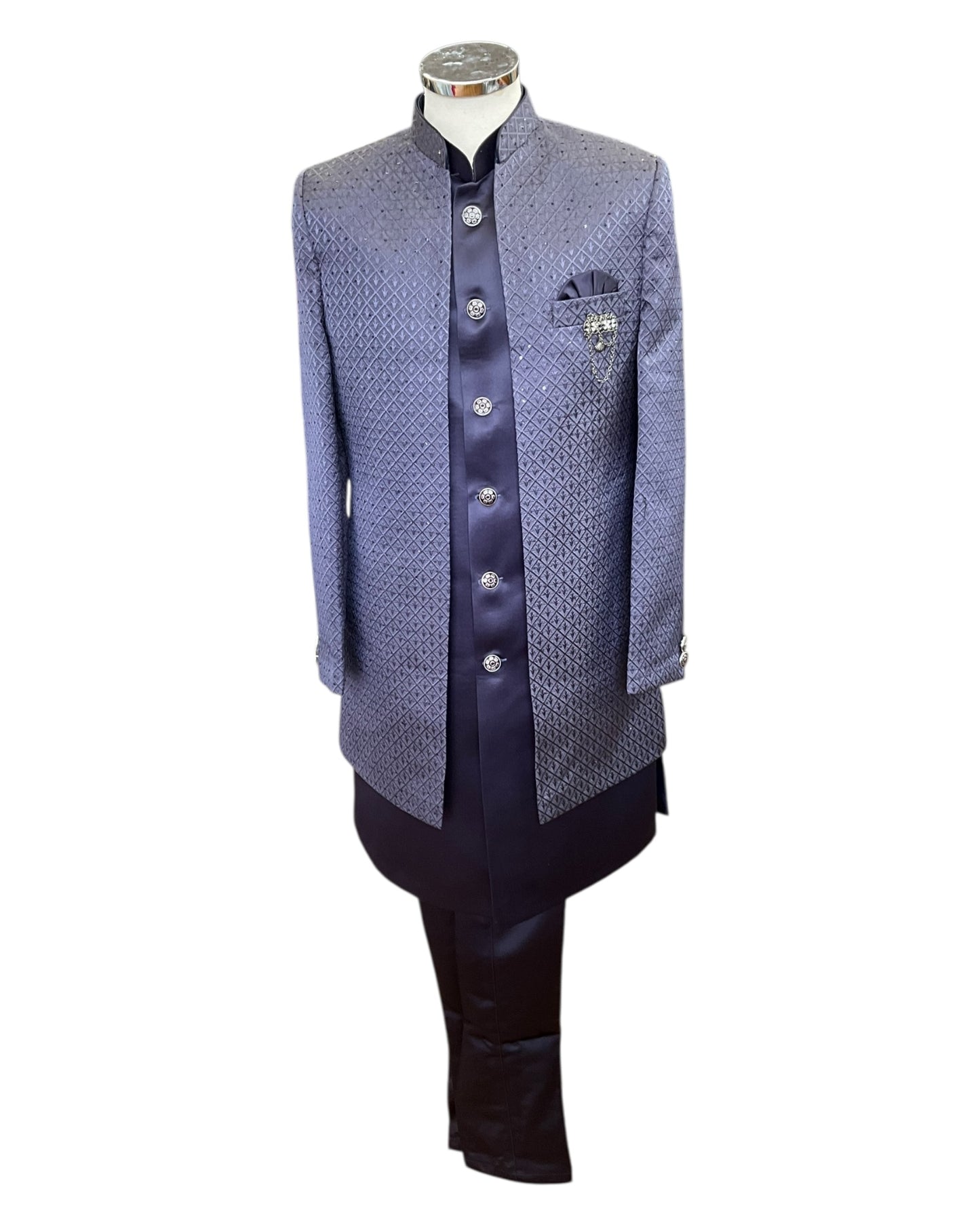 Dark Mauve - PREMIUM Mens Knee Length  Jacket with Long Waistcoat - Sherwani / Indo Western - Fantastic Fit - KCS6633 05RY25