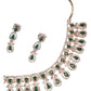 Green  - Medium Size Rose Gold Finish Necklace Set with Earrings - SB568  11KK24