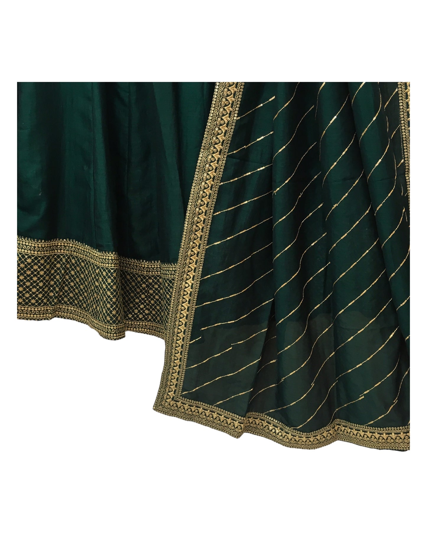 Dark Green - Silky Lehenga Set - Weddings ,Bridesmaids, Sangeet,  Henna, Haldi - 24h Dispatch - AF2414 TT 0624