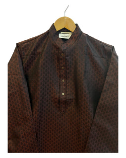 Dark Maroon - Brocade Mens Indian Kurta set - UK Stock - Weddings / Walimas , Sangeet, Diwali, Eid, Mehndi / Henna - NAD25717 KA