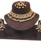 Maroon - Large Size Antique Gold Finish Necklace Set with Earrings - JE18  C 0424