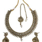 Clear - Medium - Antique Gold Finish Necklace Set with Earrings - DAJ531 KY 0724
