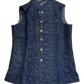 Navy Blue - Self Brocade - Premium Banarasi Handloom Mens Indian Waistcoat - UK Stock - 24 hr Dispatch - VNS2601 03KP26