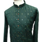 Bottle Green - Linen Mirrorwork Mens Kurta Set - Sangeet Mehendi Haldi - NY2301 KT 1123