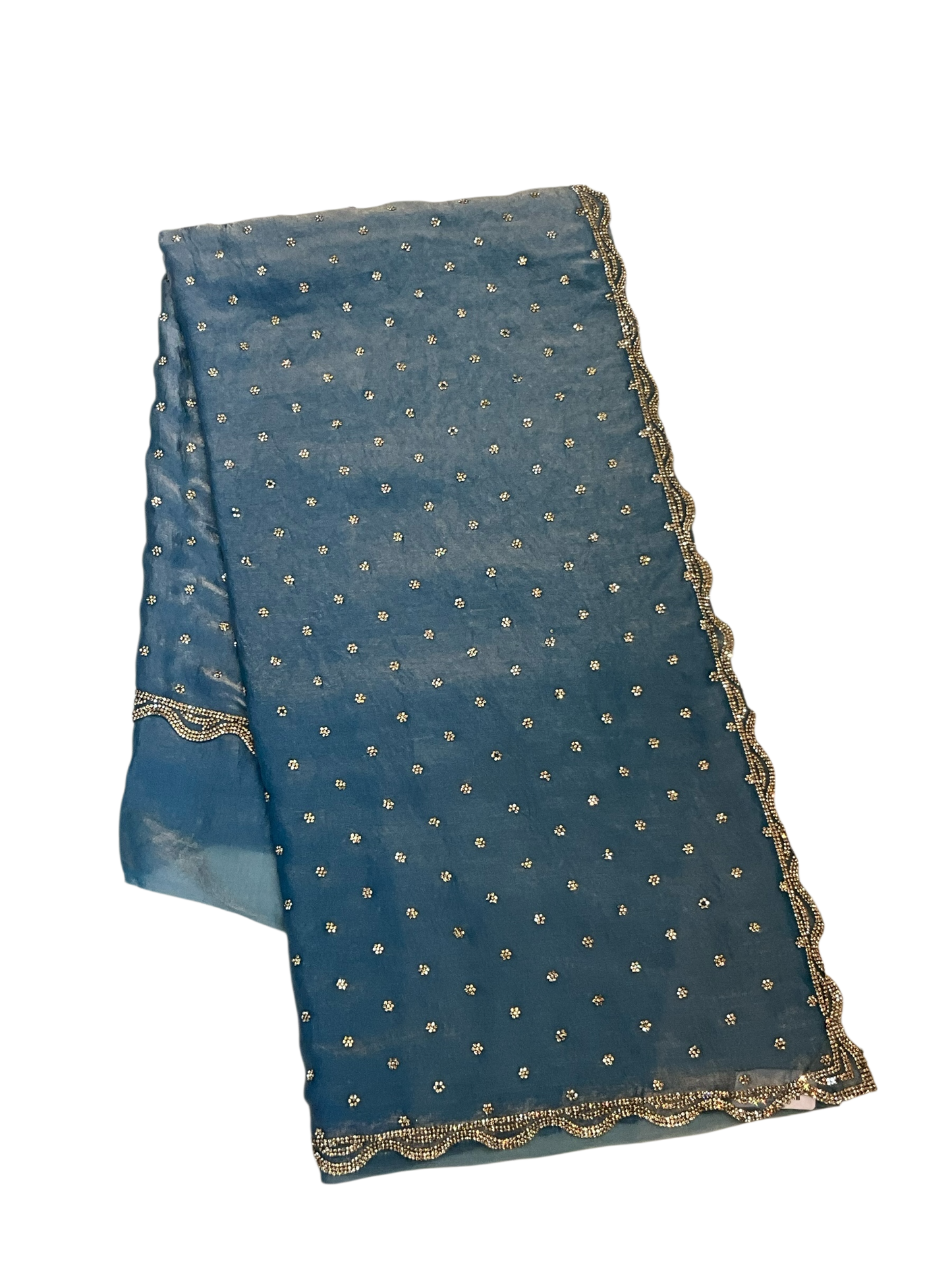 Sky Blue - Rich Saree with Stone Work Border and Blouse Piece - UK stock - 24hr Dispatch - RS2501 JK