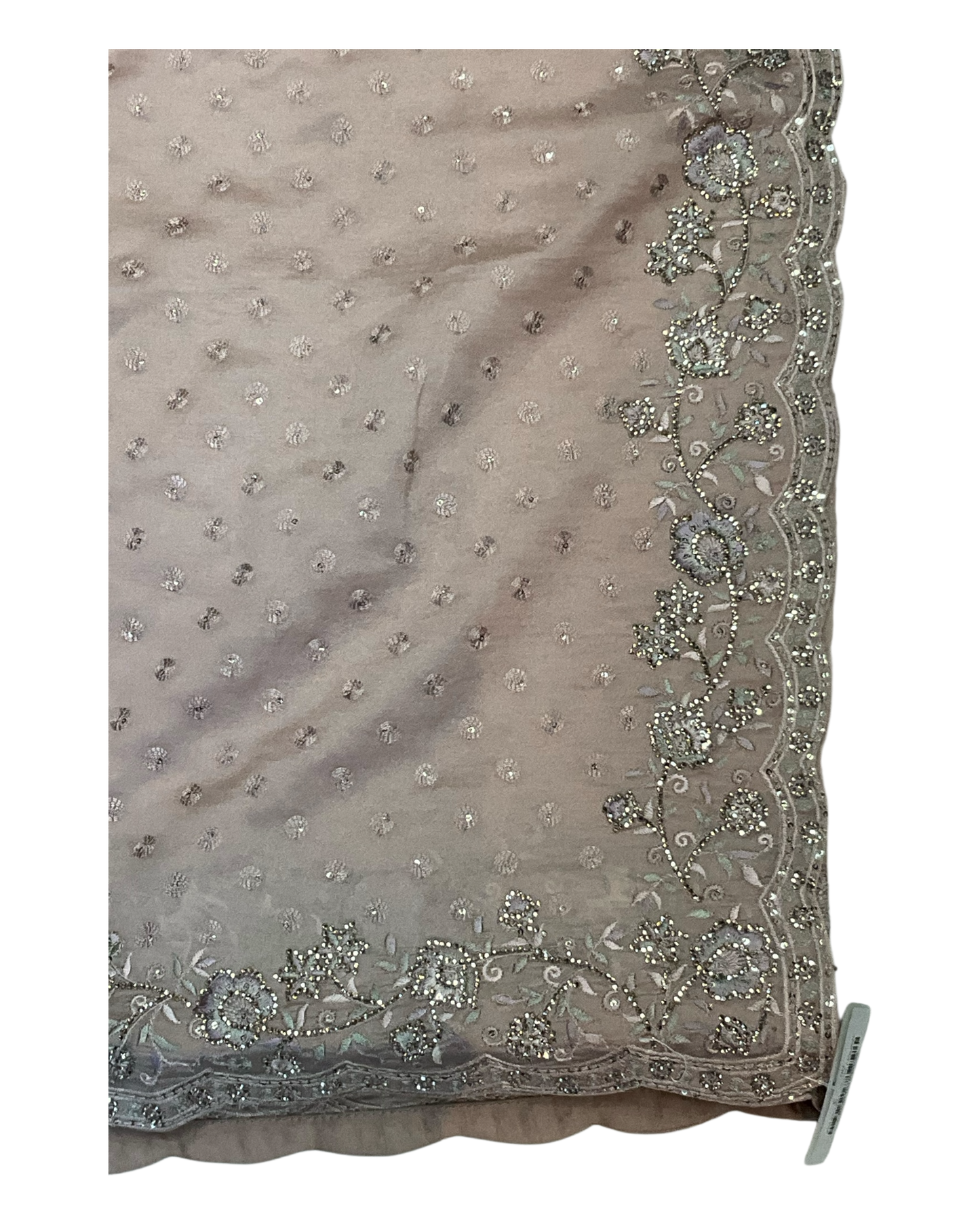 Peach - Designer Crepe Saree with Thread / Stone Work and Blouse Piece - UK stock - 24hr Dispatch - RS2512 RJ