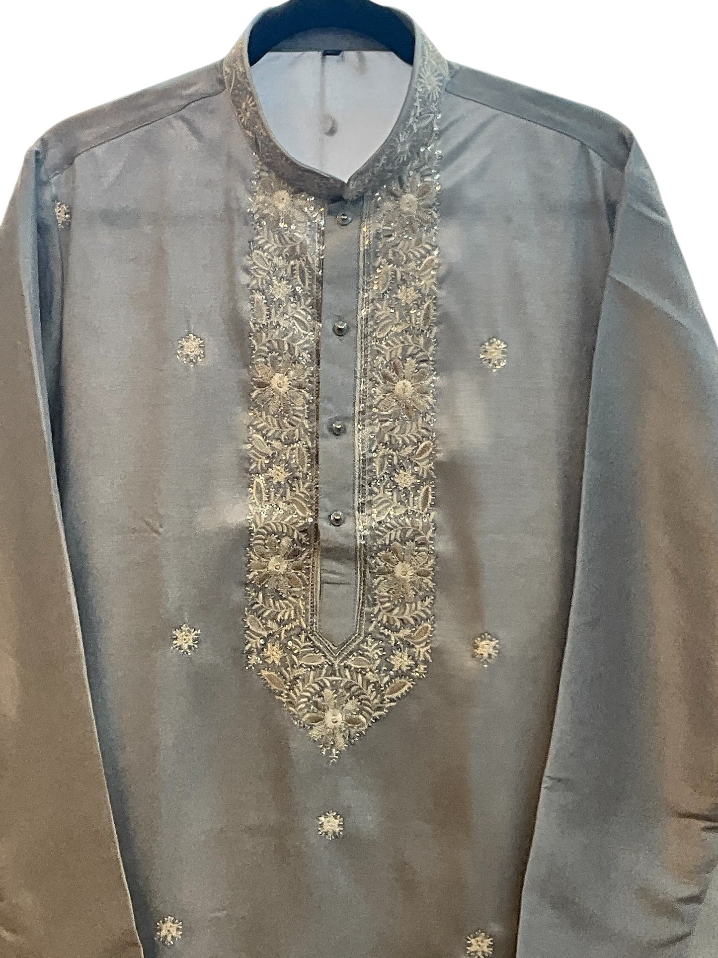 Light Grey - Cotton Silk Mens Indian Kurta set - Weddings / Walimas , Sangeet, Eid, Mehndi / Henna - KCS1018 06KH26