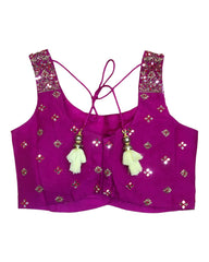 Fuchsia Blouse with Lemon Lehenga Set - UK Stock - 24h Dispatch - Bhavani KTY 0723