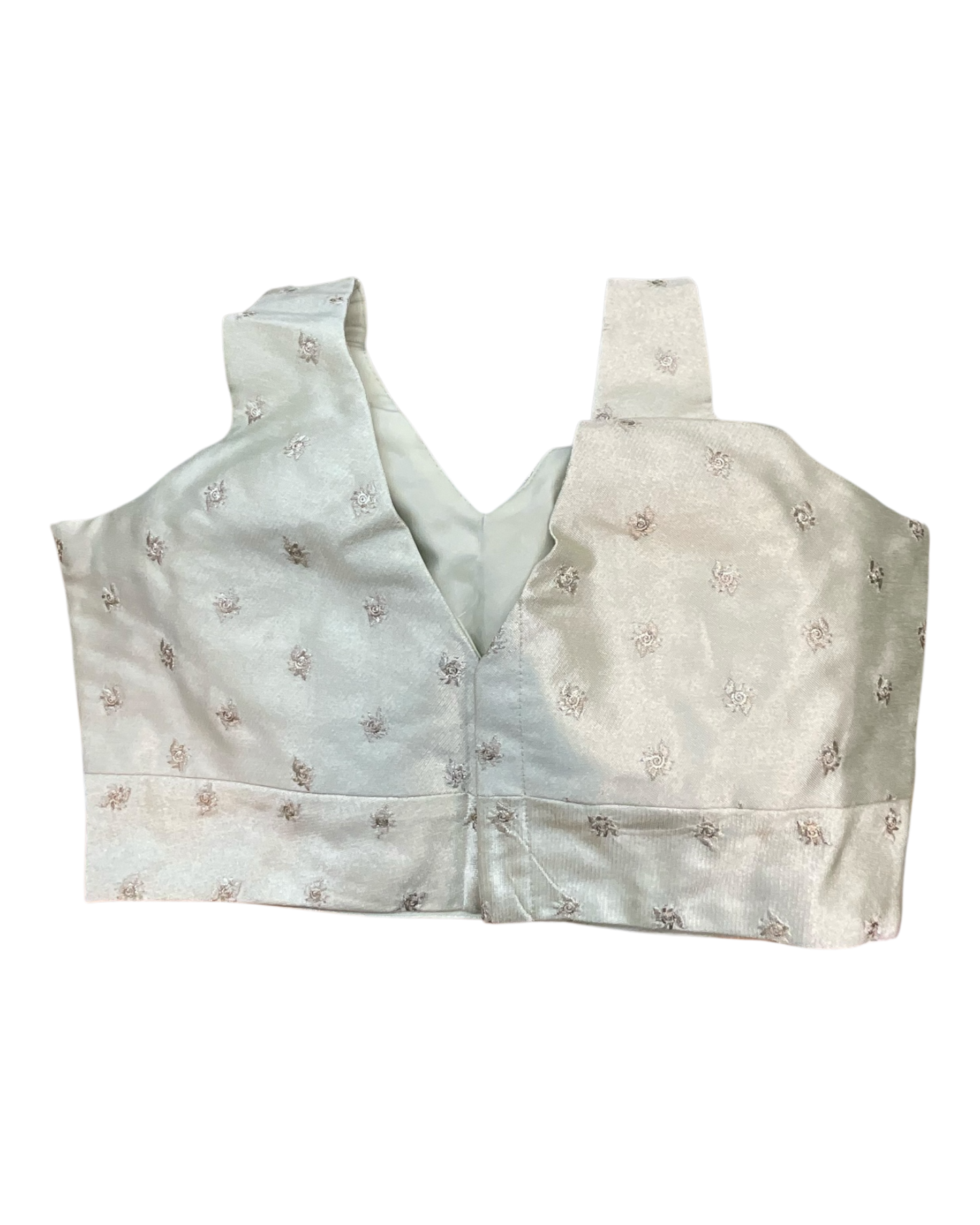 36" / UK10 - Off White / Very Light Gold - Self Butti Saree blouse with cups,  Sleeveless - 36" - UK Stock - Quick Delivery - RNK - R948-KK