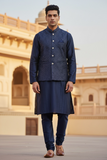 Navy Blue - Sequins All Over Embroidered - Mens Indian Waistcoat - UK Stock - 24 hr Dispatch - KCS4785 03KR26