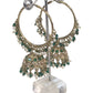 Green - Large - Antique Finish Traditional Bali Zhumki Earrings - Bollywood - Weddings - JE28 Tp 0724