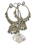 Green - Large - Antique Finish Traditional Bali Zhumki Earrings - Bollywood - Weddings - JE28 Tp 0724