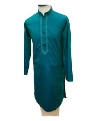 Turquoise Green - Cotton Silky Mens Kurta Set - Sangeet Mehendi Haldi - KCS1150 KK 0923