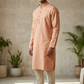 Peach - Soft Cotton Self Woven Mens Kurta Set - Perfect under a Waistcoat - Sangeet Mehendi Haldi - KCS1263 03KJ26