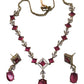 Magenta - Medium - Antique Gold Finish Necklace Set with Earrings - AE2407 A 0724
