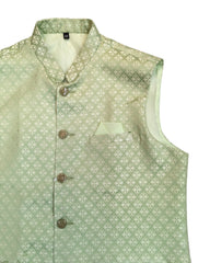 Pista Green - Handloom Brocade Indian Mens Waistcoat / Bandi - Bollywood - CS2405 KV 0524