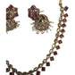 Red - Small - Antique Gold Finish Necklace Set with Earrings - AE2405 C 0724