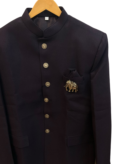 Size 38" Chest - Black - PREMIUM Slim Fit Mens Jute BandhGala / Prince / Chinese Collar Jacket - Fantastic Fit - CS2603 TH
