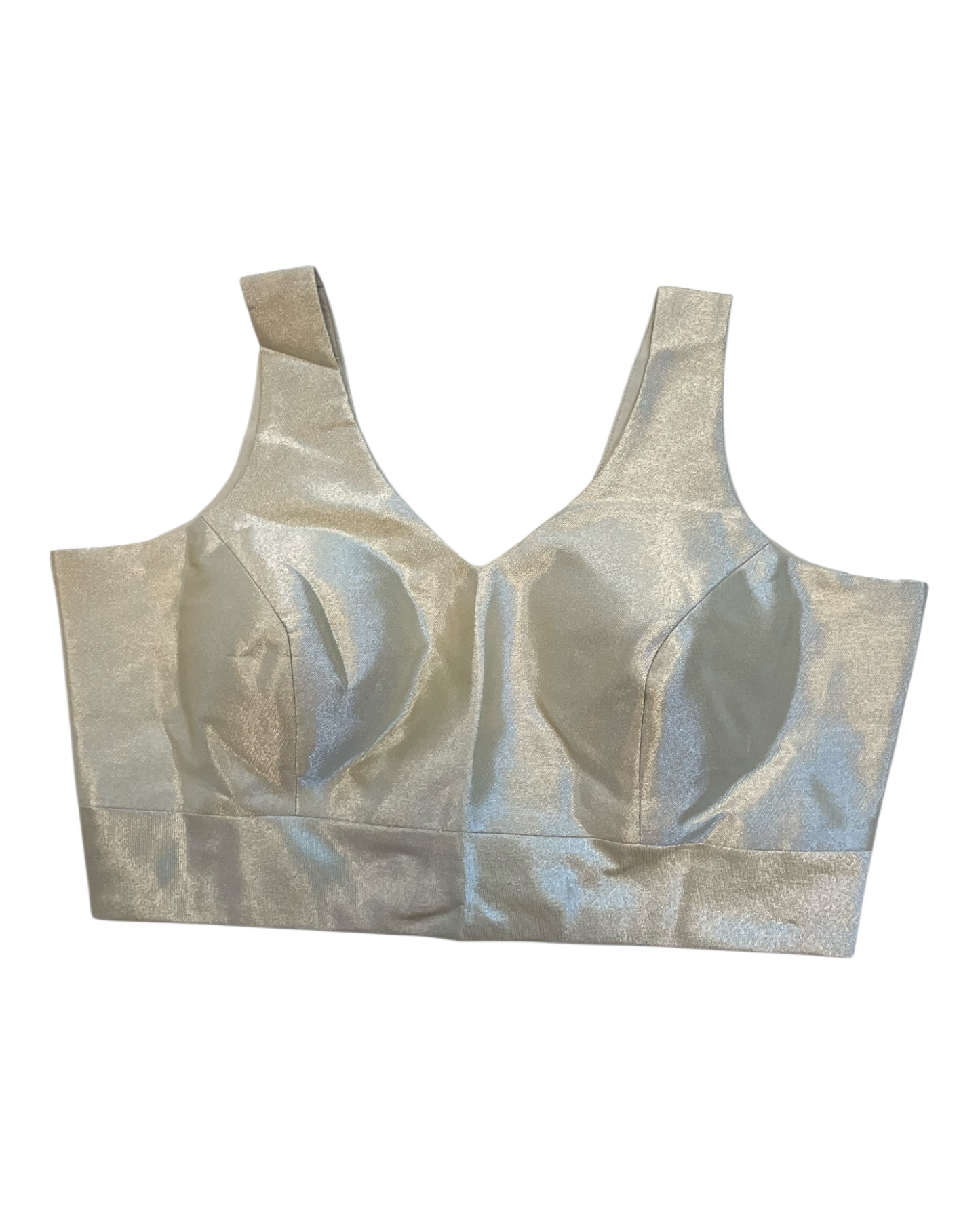 Size 40" / UK 14 - Light Gold - Silky Saree blouse with cups,  Sleeveless - UK Stock - Quick Delivery - RNK - R722A-KY