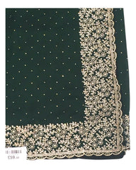 Green - Chiffon Crepe - Party Wear Embroidered Saree with Blouse Piece - SP2504012 KP