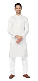 White - Pure Cotton Mens Indian Kurta set Sangeet, Temple, Eid, Mehndi or Funeral ( with Draw stringed trousers) - Cello KV