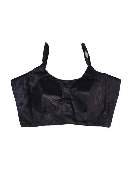 Black - Spaghetti Strap Gaji Silk Saree blouse - 38" Bust - UK 12 - Back Fasten - AF2402 A 0324