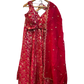 Red - Banarasi Brocade Silky Lehenga Set - Mehndi / Sangeet / Bridesmaids / Weddings / Garba  - Size UK 12 (38" Bust) Adjustable to Size 14 - UK Stock - 24h Dispatch - AF2601 02VP26